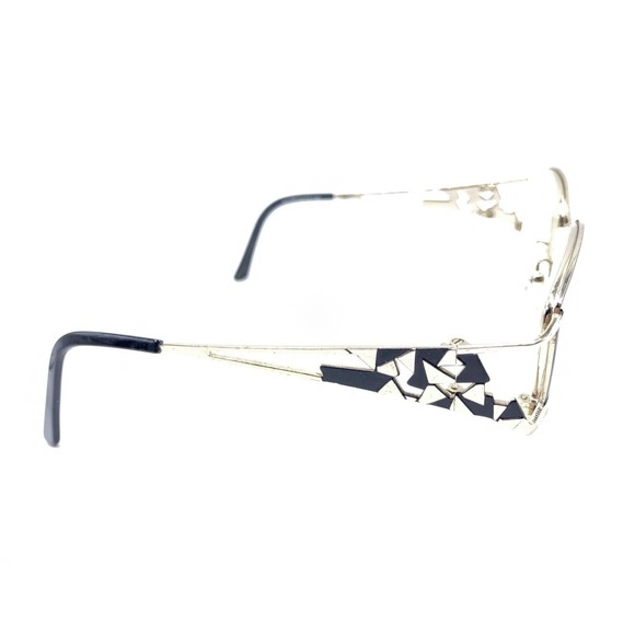 St. Moritz Erika Black Gold Rectangle Eyeglasses Frames 54-15 135 Designer - Picture 4 of 12